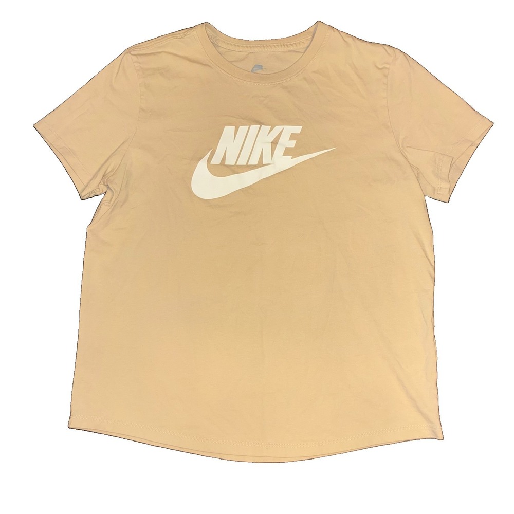 Nike Essential Icon Beige Futura Tee Womens Size Medium